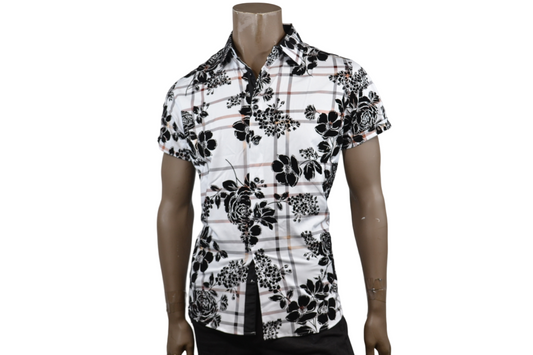 White Floral Short Sleeve Shirt