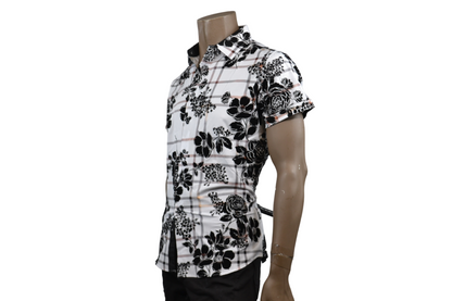 White Floral Short Sleeve Shirt