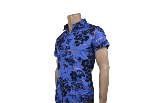 Blue Floral Short Sleeve Shirt