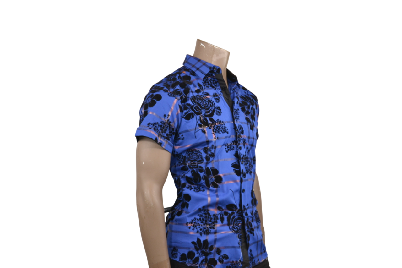 Blue Floral Short Sleeve Shirt