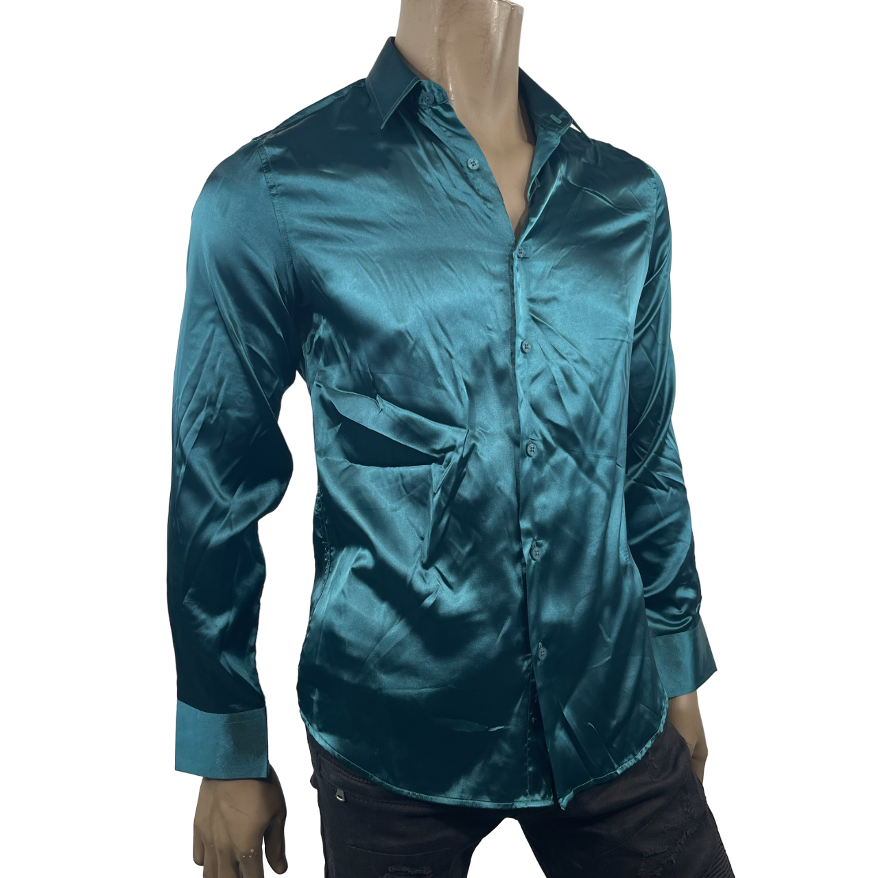 Turquoise Shiny Dress Shirt